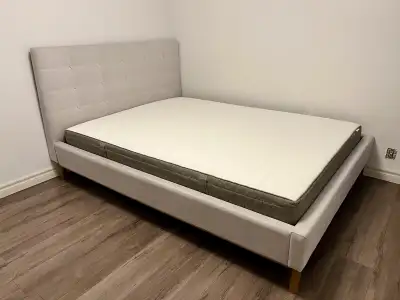 Moving Sale a queen bed with mattress queen size, perfect for a guest room or a first apartment. The...
