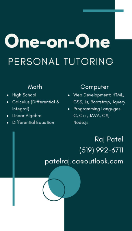 One-on-One Personal Tutoring! in Classes & Lessons in Windsor Region