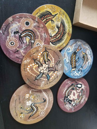 6 sous verres peintures aborigènes d'Australie