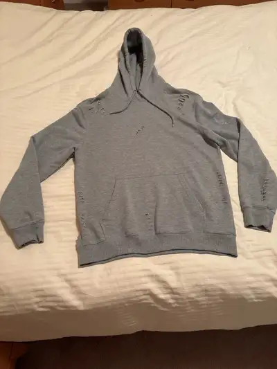 Men’s Grey Distressed Hoodie, View more