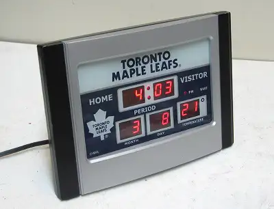 Toronto Maple Leafs Red LED Alarm Clock Calendar Thermometer, View more