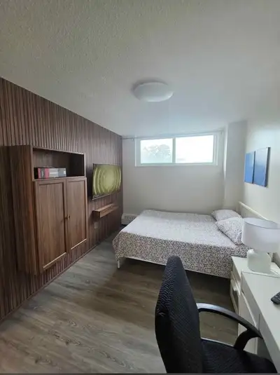 NOW - fully furnished big bedroom in the updated 3 bdrm unit at Jane & Steeles close to the subway s...