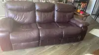 Leather couch with 2 recliners 