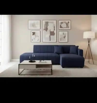 Modern Navy Blue Sectional Sofa, View more