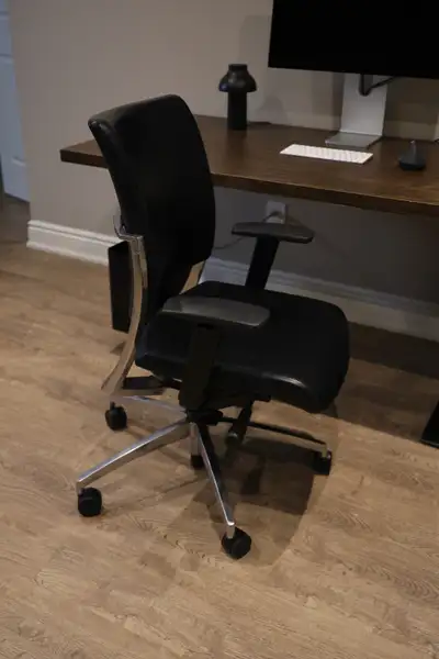 Modern Adjustable Ergonomic Office Chair, Black Leather, View more