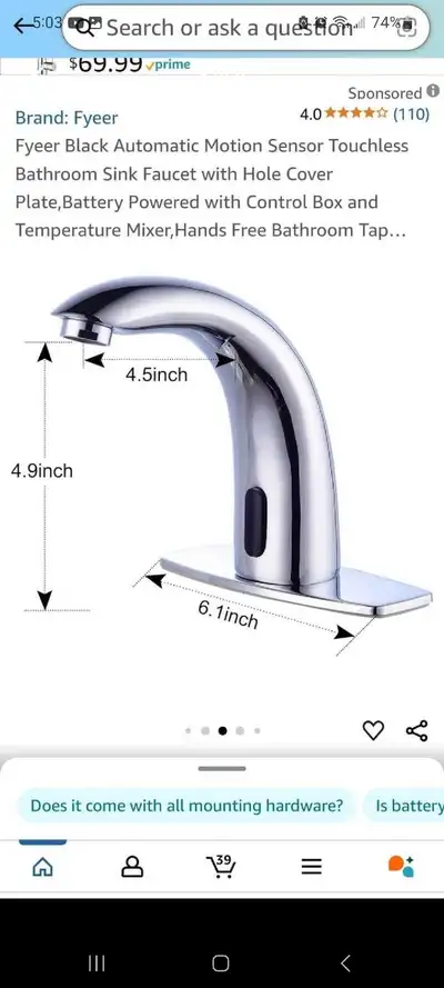 Upgrade your bathroom with this nearly new Fyeer touchless faucet, designed for both style and conve...