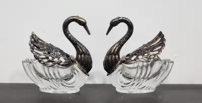 Silver Plated and Crystal Swan Dishes, View more