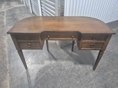 Vintage Walnut Executive Desk + Glass Top, View more