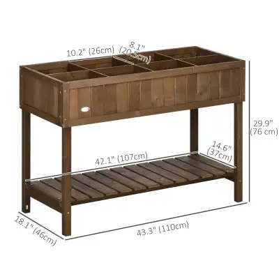 43.25" x 18" x 30" Raised Garden Bed, Wooden Plant Stand with 8 , View more