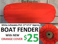 Inflatable BOAT FENDER Orange Cover 17" x 7.5" (APPROX)