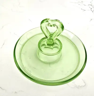 This vintage tidbit tray is in MINT condition with no damage at all. It's green depression glass tha...