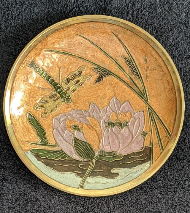 Vintage Brass, Baked Enamel Painted Display Dish in Arts & Collectibles in Stratford