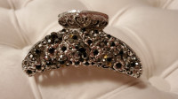 Gorgeous silver hair clip with black & clear crystals