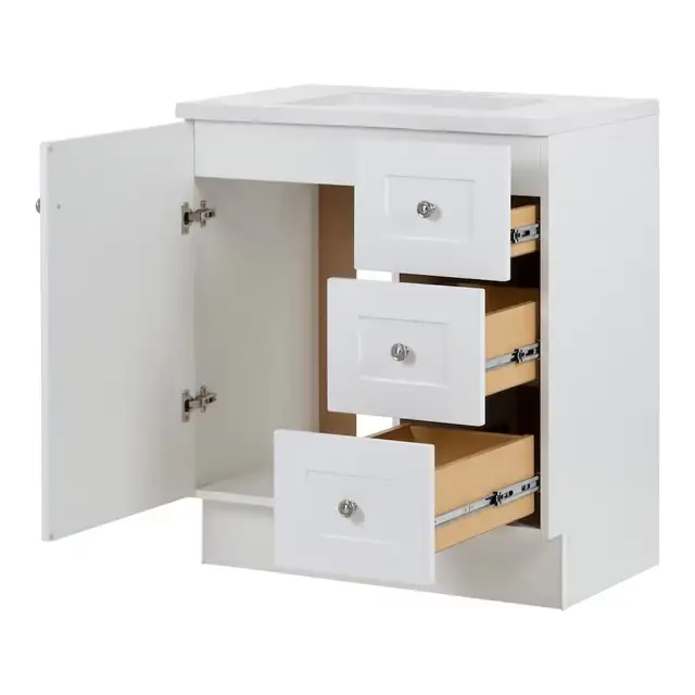 30” White Bathroom Vanity, Cultured Marble Top – BOXED NEW in Cabinets & Countertops in Oakville / Halton Region - Image 5
