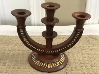 Vtg Ethiopian Rosewood Candelabra With Porcupine Quills 7" High, View more