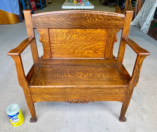 Antique Quarter-Sawn Oak Arts & Crafts Style Deacon's Bench | Other ...