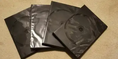 Premium 14mm CD DVD Storage Case Double Black Dual 2 Disc Holder, View more