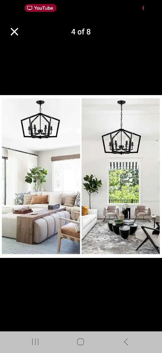 Farmhouse Black Metal Chandelier – 6-Light Adjustable Hanging Fi in Indoor Lighting & Fans in City of Montréal - Image 5