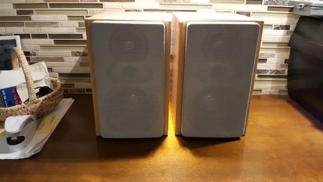 Nexxtech 2 way Stereo Bookshelf speakers Blonde wood in Speakers in Mississauga / Peel Region - Image 2