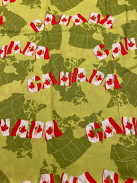 Cotton fabric - Canada flags in green (2 metres)