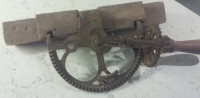 Antique Cast-Iron and Wooden  Gear Driven Apple Peeler, 15" Long