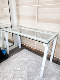 Modern White Desk with Glass Top