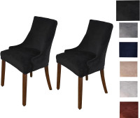 Stretch Velvet Seat Chair Covers - Black - 2 Pack-  Brand New