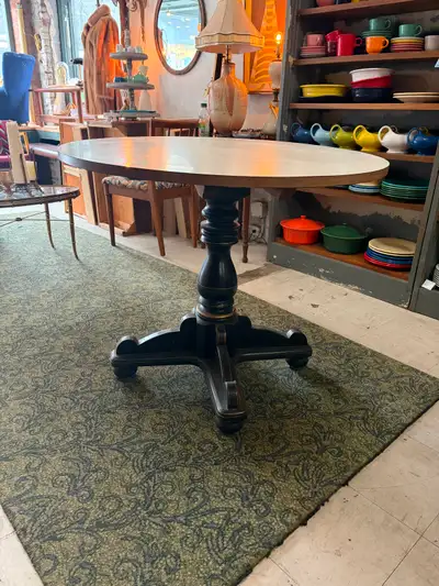 Vtg. Round Pedestal Dining Table, View more