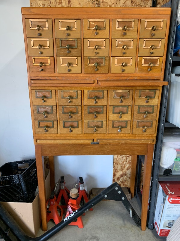 Classic solid oak 3 piece library card file. Bookcases & Shelving Units Kingston Kijiji