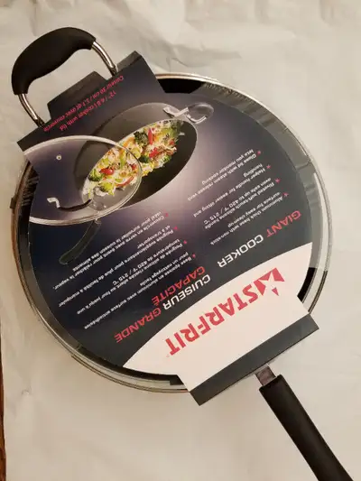 New Sealed Starfrit Giant Cooker Pan with Glass Lid 12-in OBO, View more