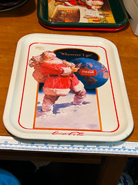 Coca-Cola Santa (Wherever I Go) Metal Tray 14"x10" 1991