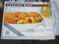 New - Corningware French White Casserole Oval 2.5 Litre