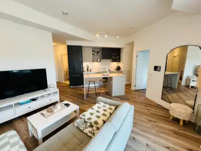 700 sqft plus 123sqft balcony overlooking a beautiful pond. Available July1 2 bedroom 1 bathroom tub...