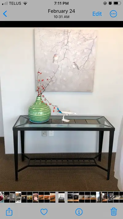 black console with glass and slate. , View more