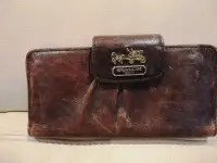 Authentic Coach Brown Outer /Pink Inner Leather Wallet