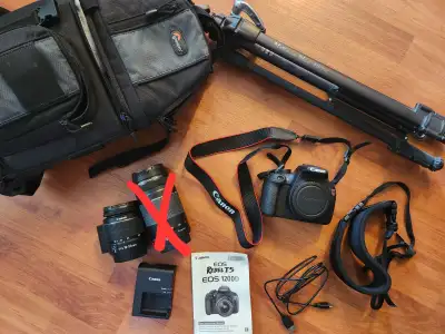 Canon Rebel T5 camera and accessories, View more
