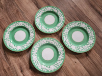Green embossed rhapsody saucers/plates (GEORGE JONES & SONS)