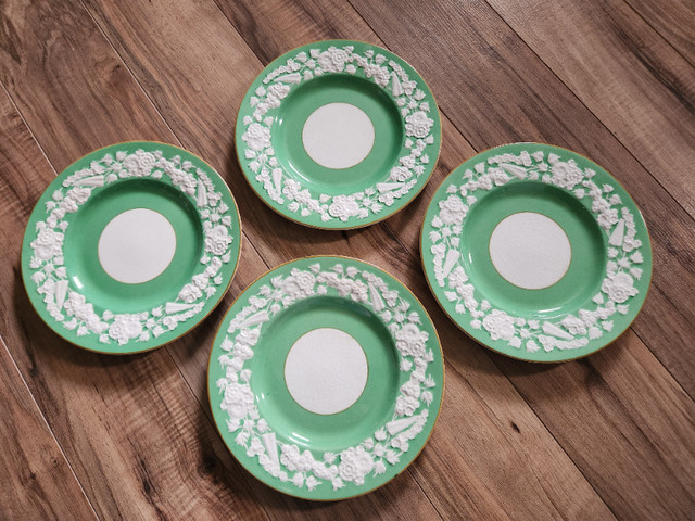 Green embossed rhapsody saucers/plates (GEORGE JONES & SONS) in Kitchen & Dining Wares in Fredericton