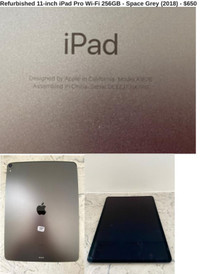 iPad Pro 11-inch Wi-Fi 256GB Space Grey 2018 Refurbished iPad!