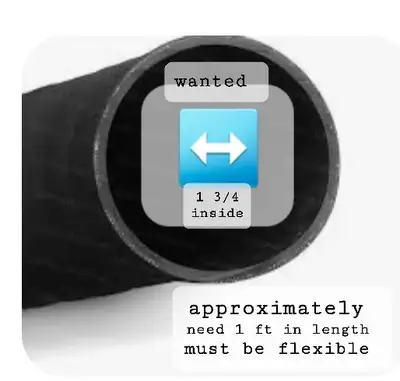 Looking for a flexible rubber hose ,approximately 1 ft in length Condition not important so used is...
