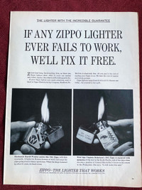 1965 Zippo Lighters Original Ad