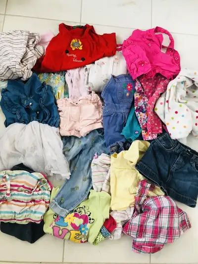 Toddler girls assorted clothes 18-24 months Sleeper 5 Pant- 11 Shorts/skirt - 15 Dress - 13 Shirt/to...