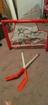 Mini hockey net two sticks and bag, View more