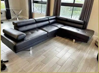 Leather and lace sectional sofa available , View more