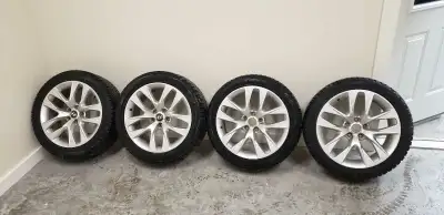 Good Toyo G3-ice winter tires on Hyundai Genesis rims Front tires are 225/45R18 Rear tires are 245/4...