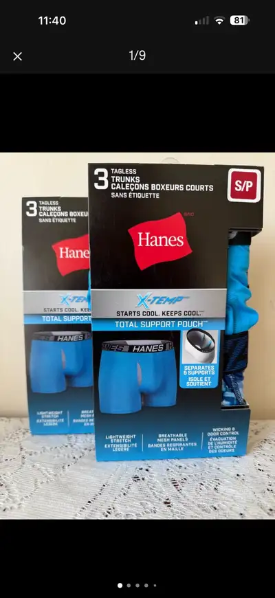6 Men’s Trunks $15.00 per box/Retail value: $50.00: both sets, View more
