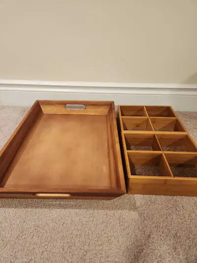 Wooden Serving Tray with Compartments, View more