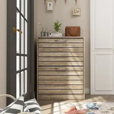 Timechee 8 Pair Shoe Storage Cabinet with 2 Drawers, View more