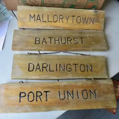 4 ONTARIO TRAIN DEPOT STOPS WOOD SIGNS HOME MADE, View more