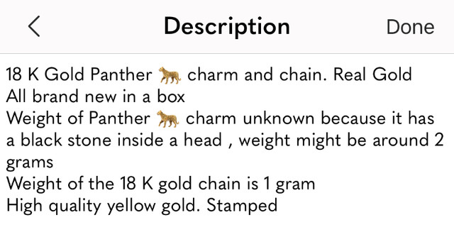 18 K Gold Panther charm & Choker in Jewellery & Watches in City of Toronto - Image 2